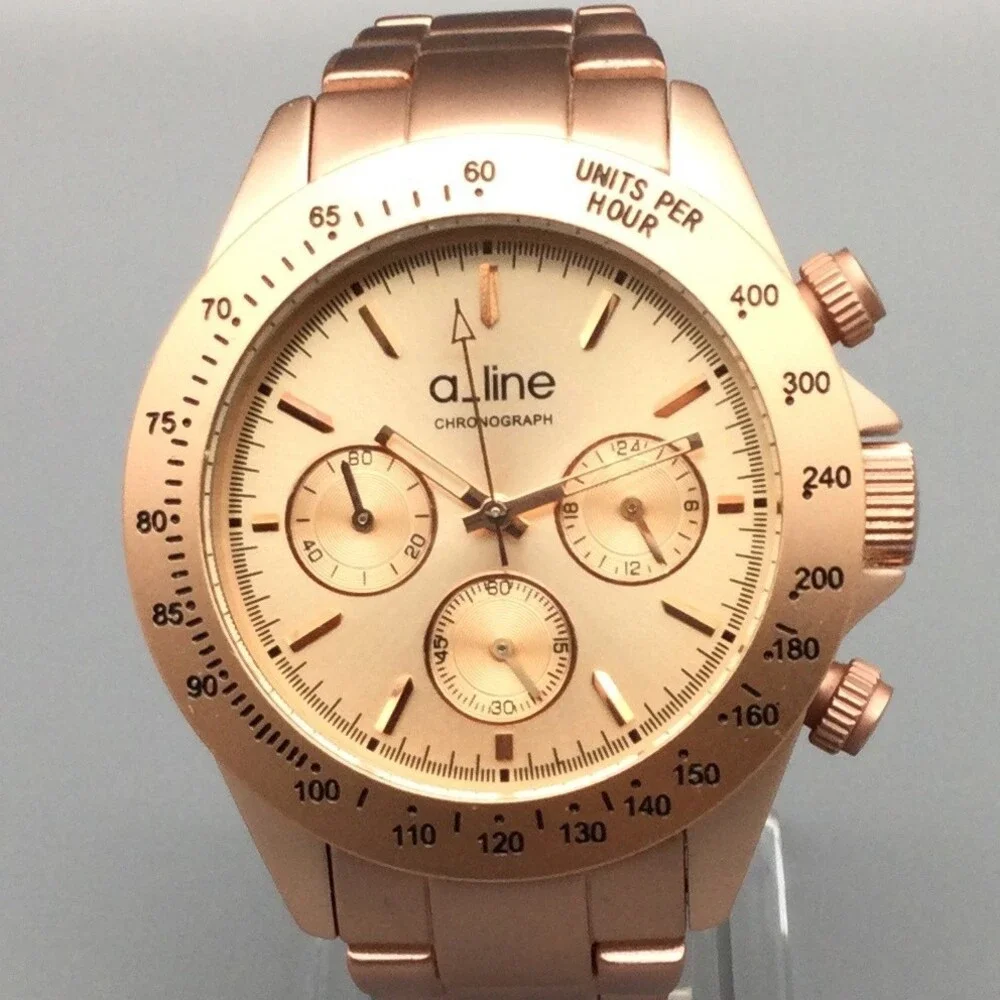 A_line Amore Chronograph Women Watch 40mm Rose Gold Tone New Battery 6.5